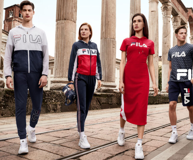 Fila Cina AW 2018 Advertising image shot in Milan by portrait, advertising and commercial photographer David Umberto Zappa. Talents posing in front of Colonne di S. Lorenzo in Milan. Immagine pubblicitaria scattata da David Umberto Zappa, fotografo commerciale, pubblicitario, editoriale presso le Colonne di S. Lorenzo a Milano.