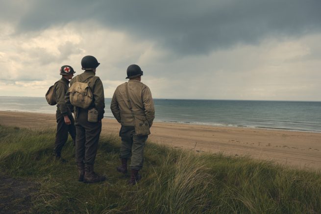 Portrait of three WWII soldiers along the shores of Normandy - Utah beach - ritratto di soldato lungo le spiagge della Normandia